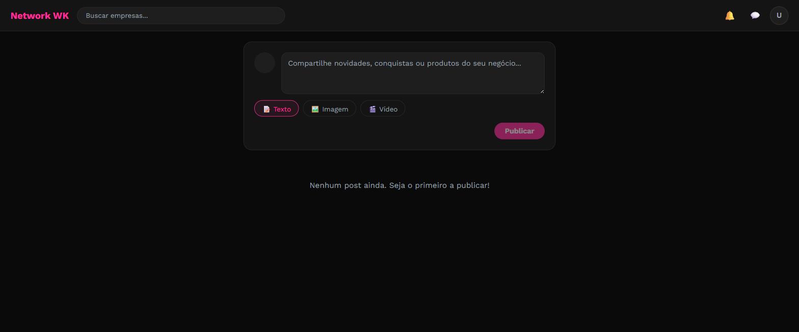 Feed de negócios do Network WK — área de publicação de posts